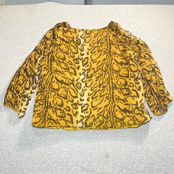 Avenue Blouse Womens 18/20 (2X) Leopard Print Long Sleeve Semi Sheer Silk Career - Picture 13 of 16